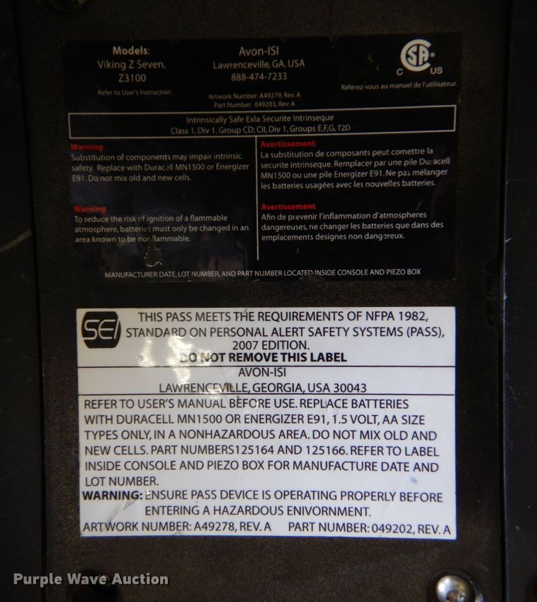 image for item DO1566 Avon-ISI  SCBA equipment