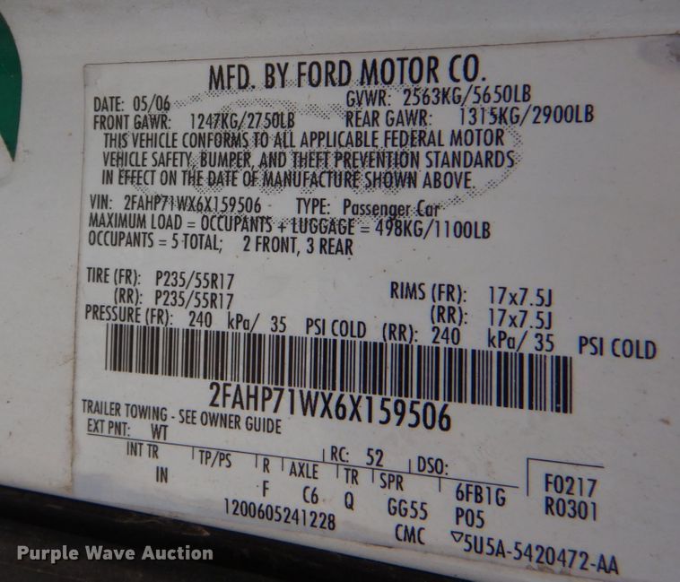 image for item DO1569 2006 Ford Crown Victoria Police Interceptor