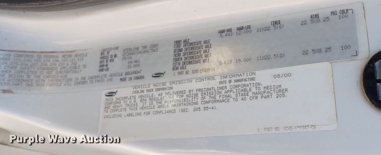 image for item DQ2911 2001 Sterling Acterra  dump truck