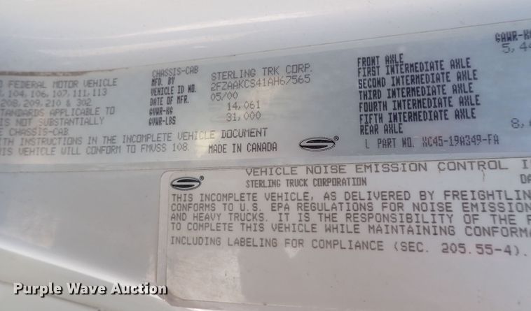 image for item DQ2911 2001 Sterling Acterra  dump truck