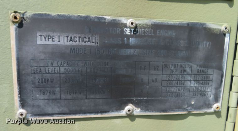 image for item DR0112 1974 U.S. Department Of Defense MEP009A  generator