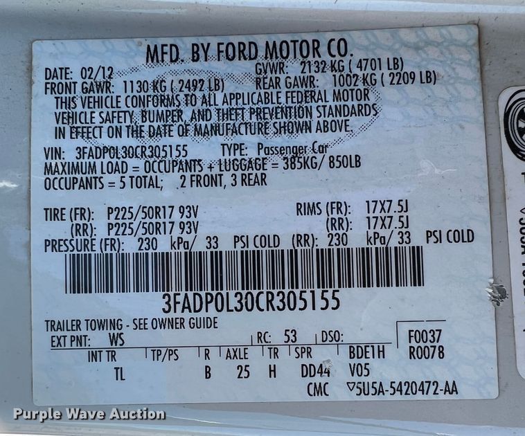 image for item IA9090 2012 Ford Fusion