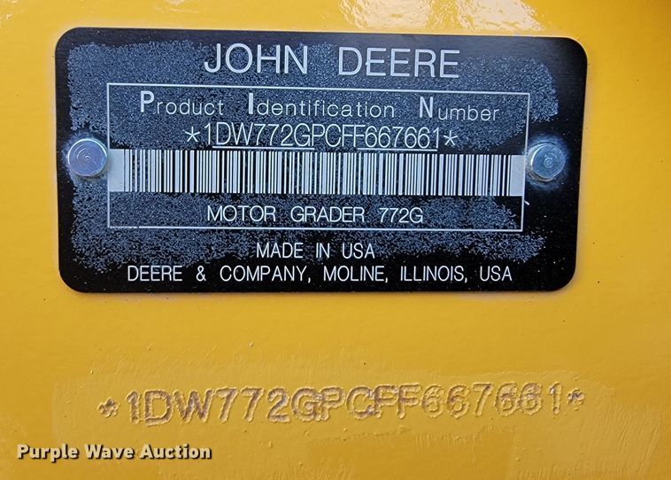 image for item JC9618 2015 John Deere 772GP  motor grader
