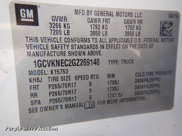 image for item KI9191 2016 Chevrolet Silverado 1500  Double Cab pickup truck