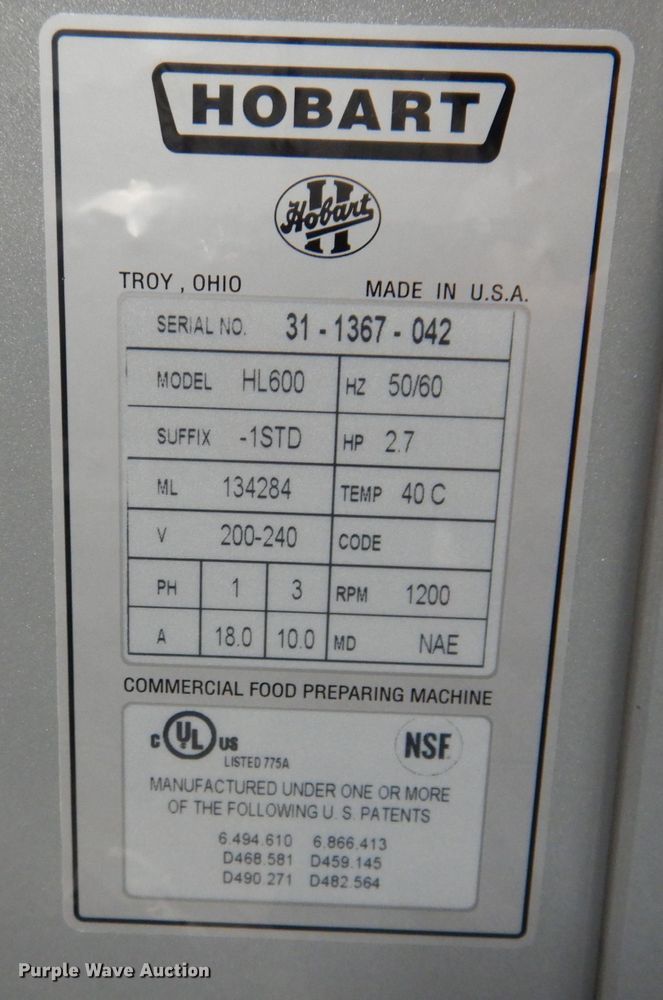 image for item KW9521 Hobart HL600  mixer