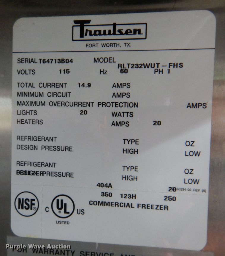 image for item KW9526 Traulsen RLT232WUT-FHS  freezer