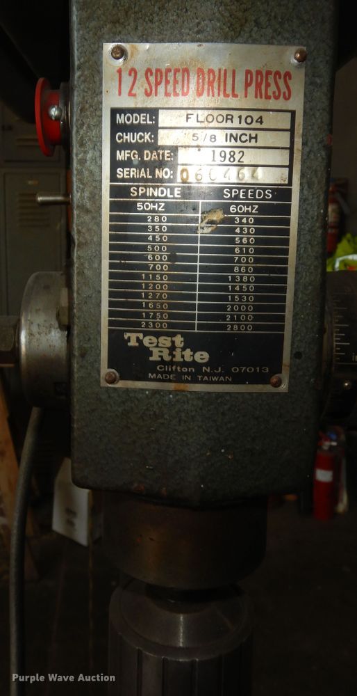 image for item LS9002 1982 Test Rite Floor 104  drill press