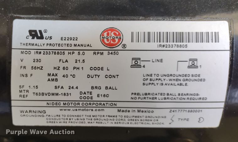 image for item LY9122 Ingersoll Rand TS4N5  air compressor