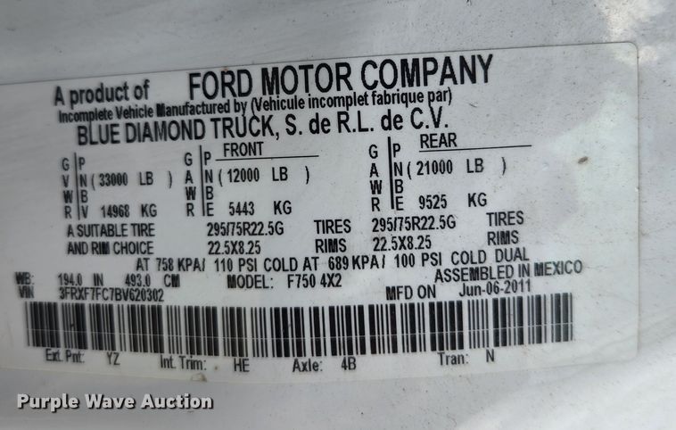 image for item MK9227 2011 Ford F750 Super Duty XL  forestry bucket truck