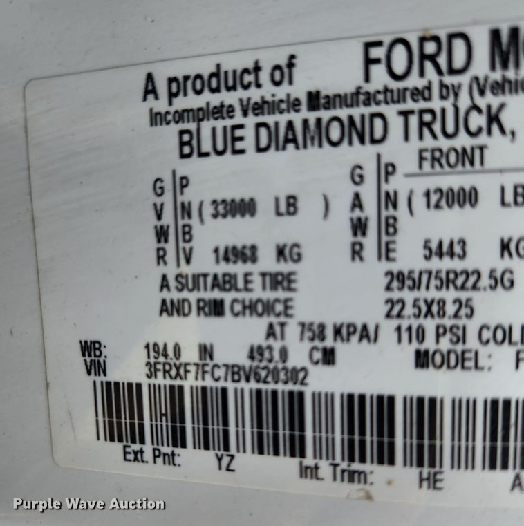 image for item MK9227 2011 Ford F750 Super Duty XL  forestry bucket truck