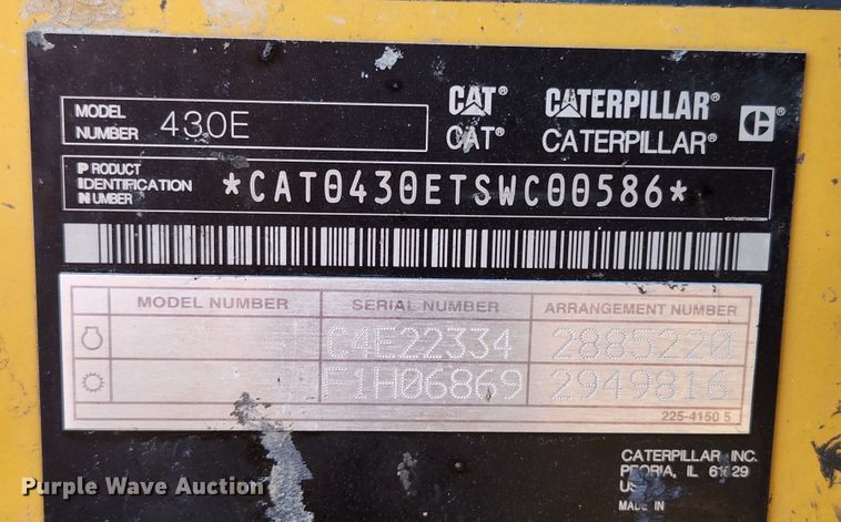 image for item MK9270 2012 Caterpillar 430E  backhoe