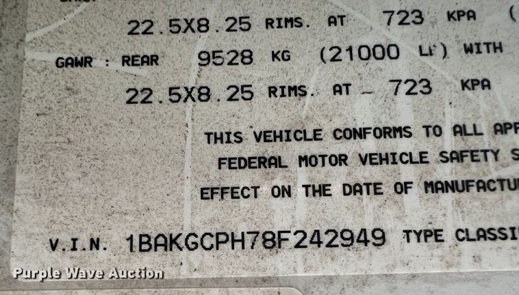 image for item MQ9806 2008 Blue Bird Vision  school bus