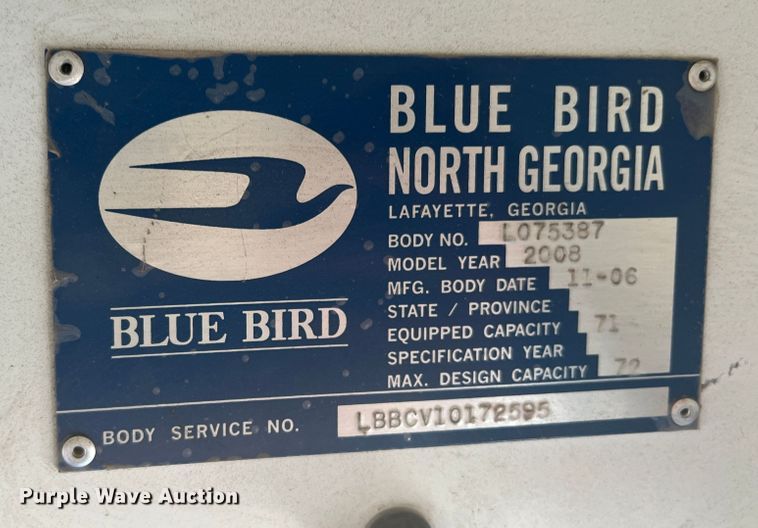 image for item MQ9806 2008 Blue Bird Vision  school bus