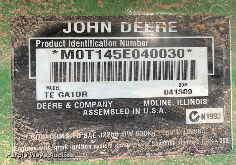 image for item MU9265 2009 John Deere TE Gator  utility vehicle