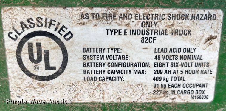 image for item MU9265 2009 John Deere TE Gator  utility vehicle