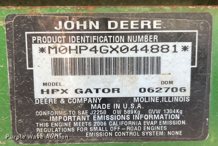 image for item MU9268 2006 John Deere HPX Gator  utility vehicle