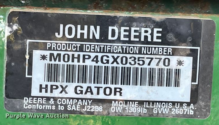 image for item MU9271 John Deere HPX Gator  utility vehicle