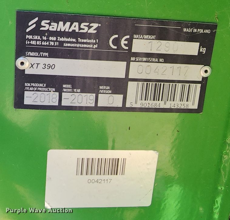 image for item DL6697 2019 Samasz XT390  disc mower