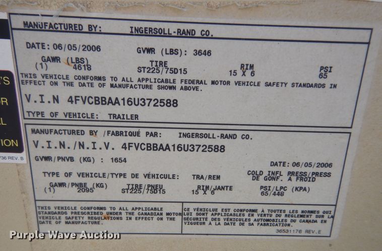 image for item DM3060 2006 Ingersoll Rand XP185  air compressor