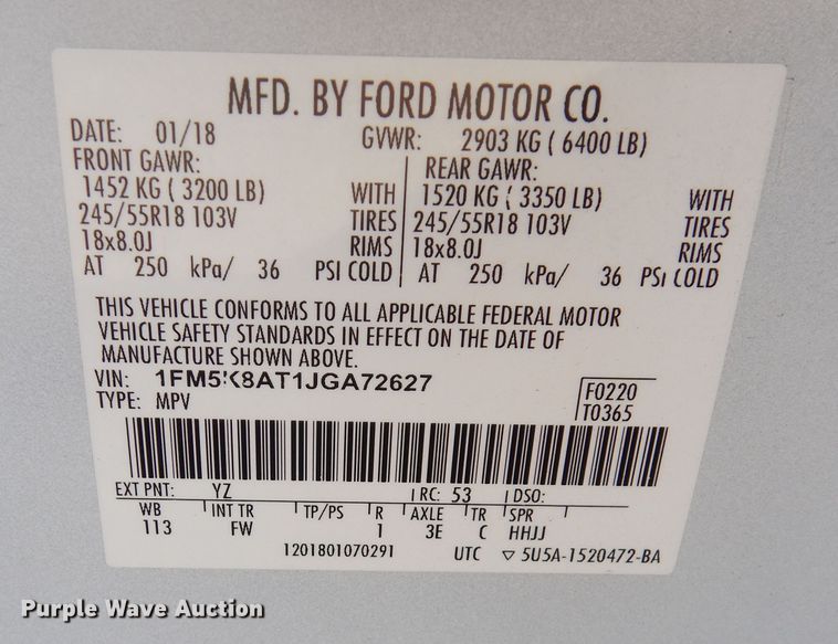 image for item DM3106 2018 Ford Explorer Police Interceptor  SUV