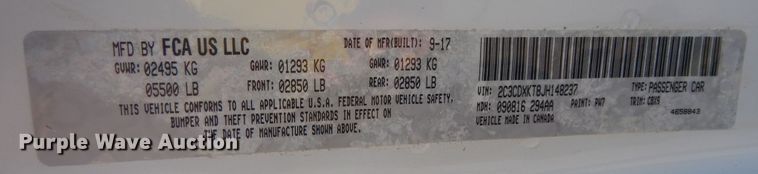 image for item DM3107 2018 Dodge Charger Police