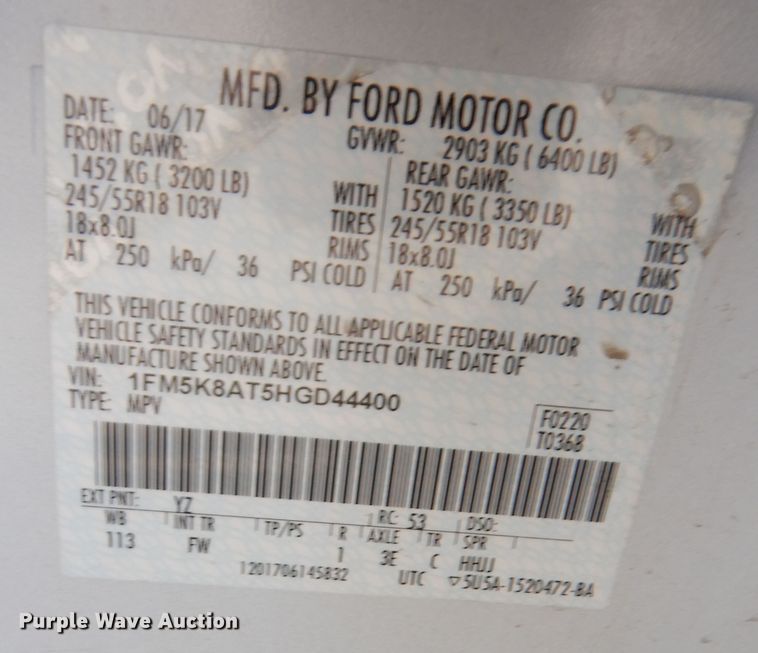 image for item DM3108 2017 Ford Explorer Police Interceptor  SUV