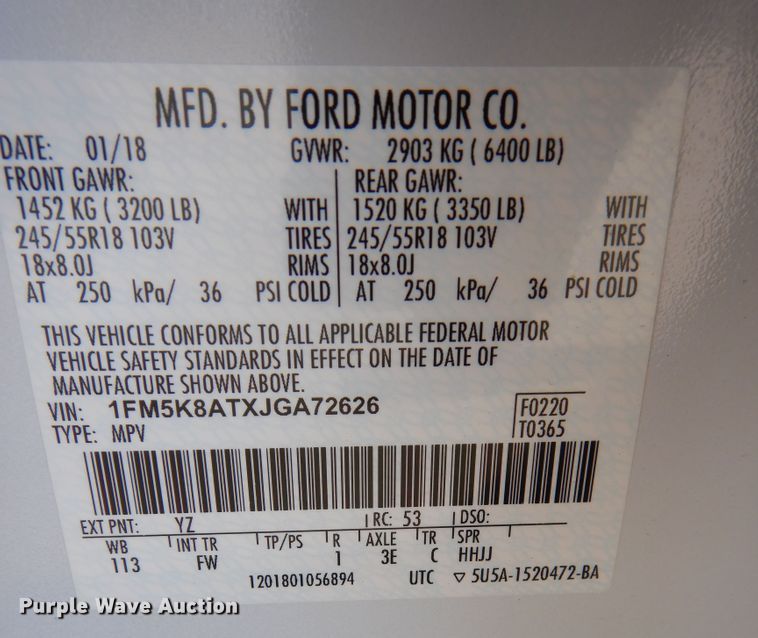 image for item DM3109 2018 Ford Explorer Police Interceptor  SUV