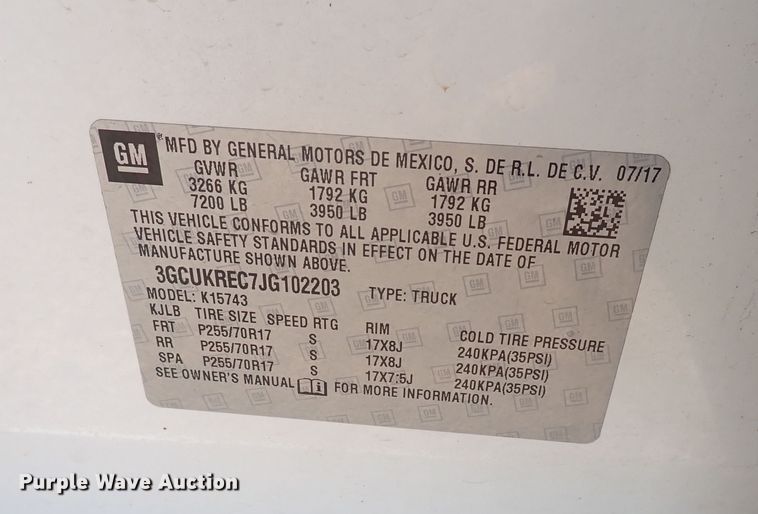 image for item DQ2882 2018 Chevrolet Silverado 1500  Crew Cab pickup truck