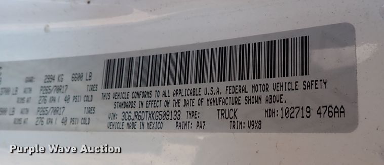 image for item DQ2883 2019 Dodge Ram 1500  pickup truck