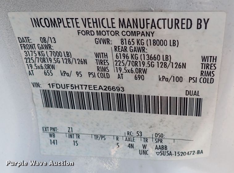 image for item DQ2884 2014 Ford F550 Super Duty  bucket truck