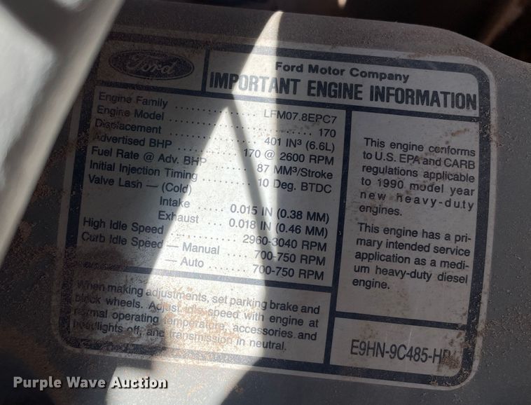 image for item DJ5121 1990 Ford L7000  truck cab and chassis