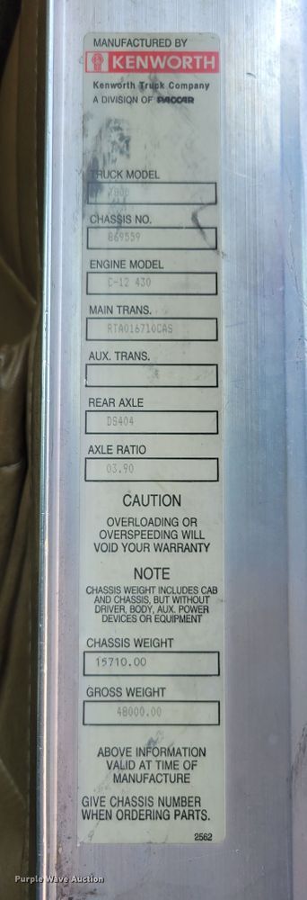 image for item DM8031 2001 Kenworth T800  semi truck