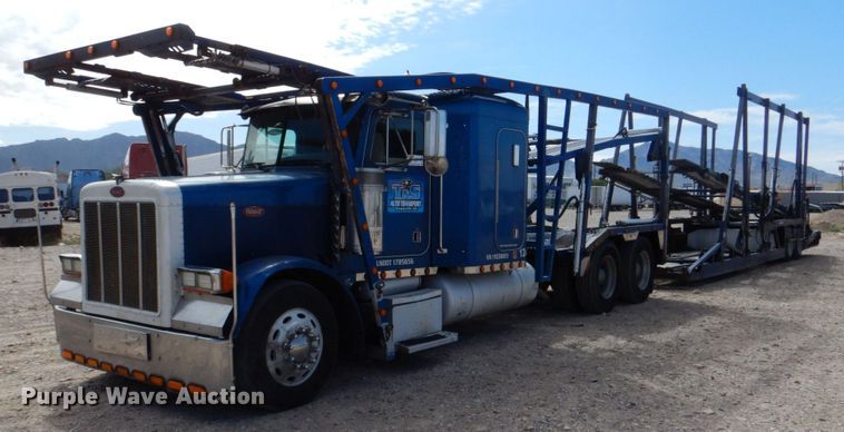 image for item DR1938 2001 Peterbilt 379  car carrier truck with car carrier trailer