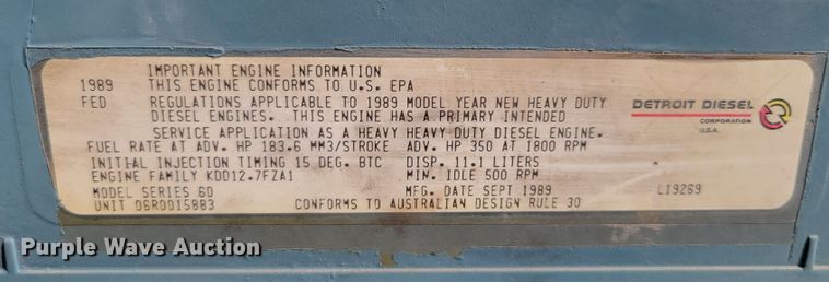 image for item JZ9166 1989 Detroit Diesel Series 60  engine