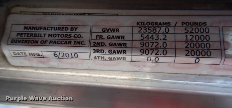 image for item KW9519 2011 Peterbilt 386  semi truck