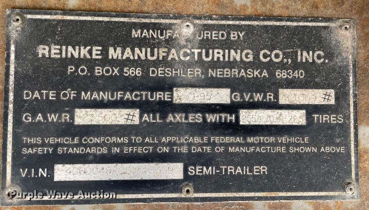 image for item MR9327 1995 Reinke drop deck trailer