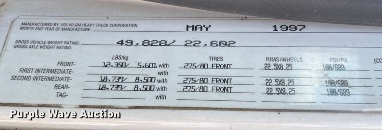 image for item MU9217 1998 Volvo VN  semi truck