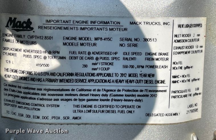 image for item MU9254 2014 Mack CXU613  semi truck