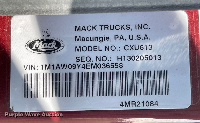 image for item MU9254 2014 Mack CXU613  semi truck
