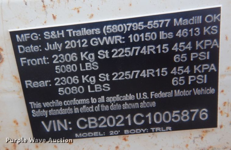 image for item DB7750 2012 S&H  enclosed cargo trailer