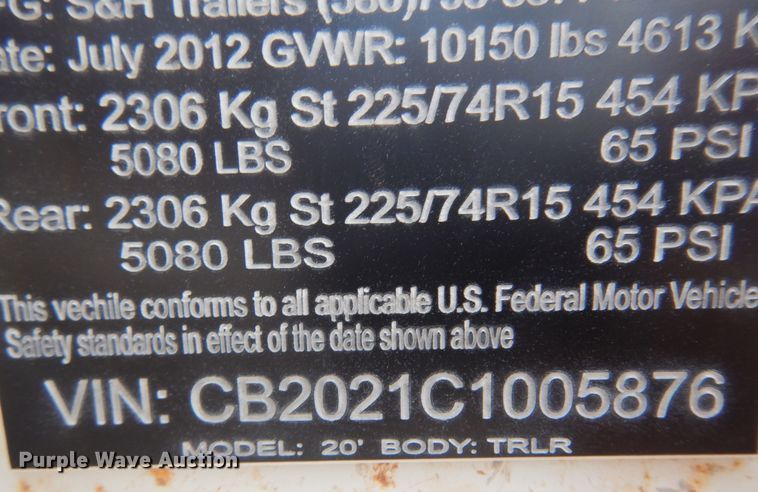 image for item DB7750 2012 S&H  enclosed cargo trailer