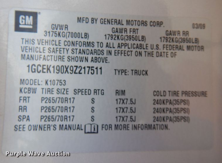 image for item DB7751 2009 Chevrolet Silverado 1500  Ext. Cab pickup truck