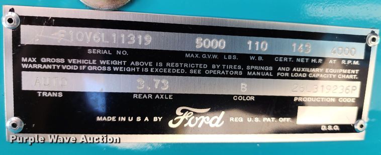 image for item DL6689 1956 Ford F100  pickup truck