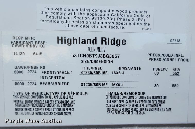 image for item DL6695 2018 Highland Ridge Open Range  camper