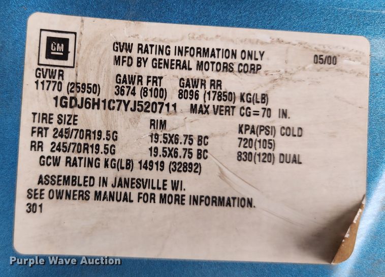 image for item DL6703 2000 GMC C6500  rollback truck