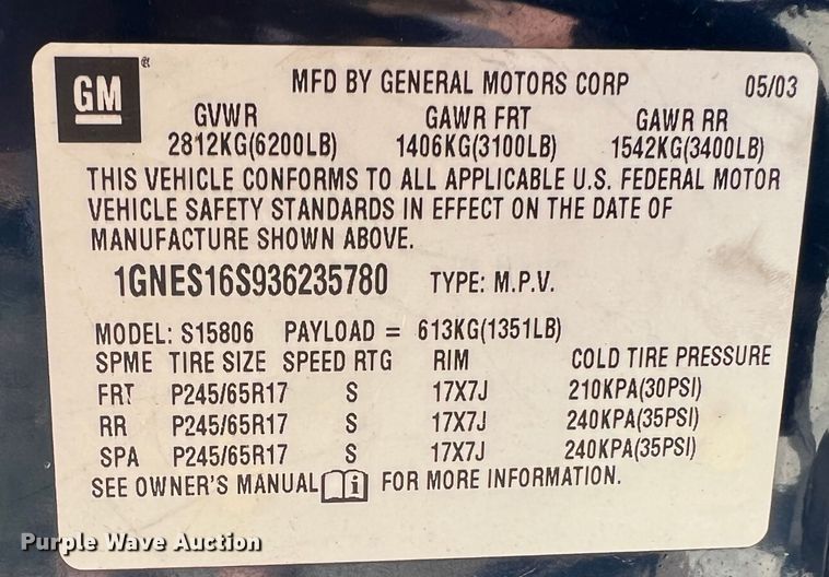 image for item DO8734 2003 Chevrolet TrailBlazer  SUV
