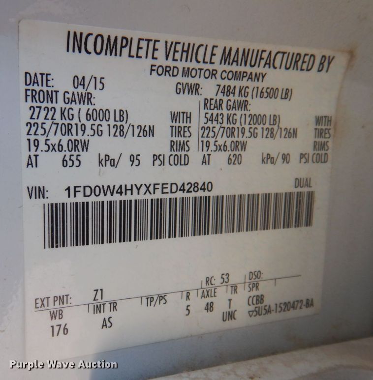 image for item DP0323 2015 Ford F450 Super Duty  Crew Cab truck cab and chassis