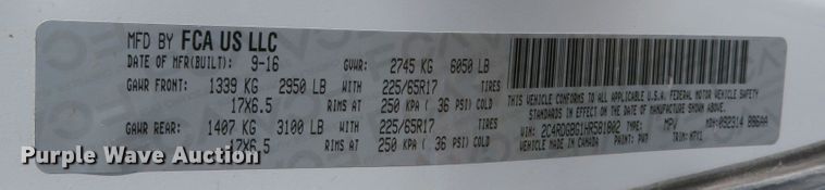 image for item DR0133 2017 Dodge Grand Caravan  van