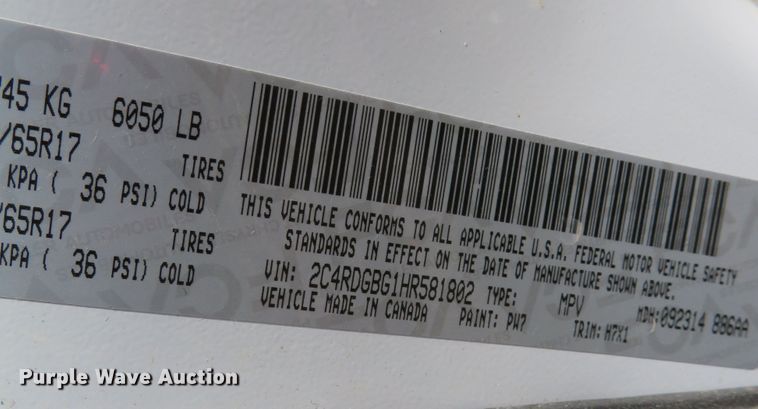 image for item DR0133 2017 Dodge Grand Caravan  van