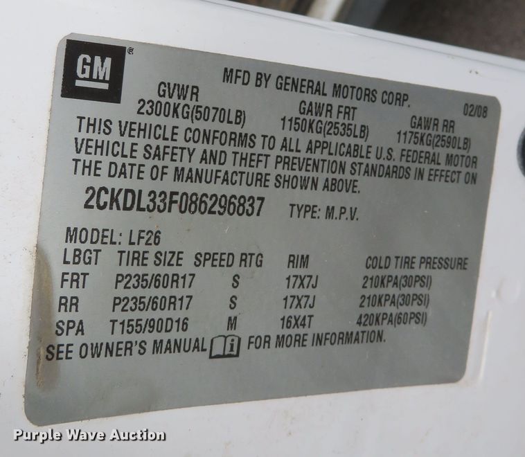 image for item DR0138 2008 Pontiac Torrent  SUV